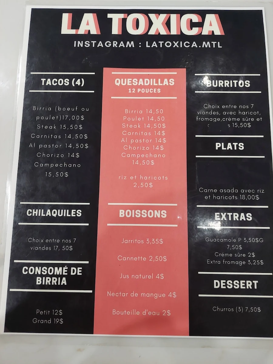 Menu, La Toxica