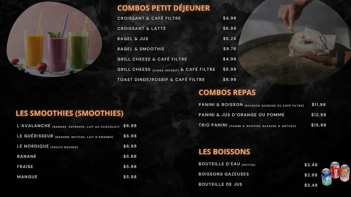 Menu, Café Maison Neuf
