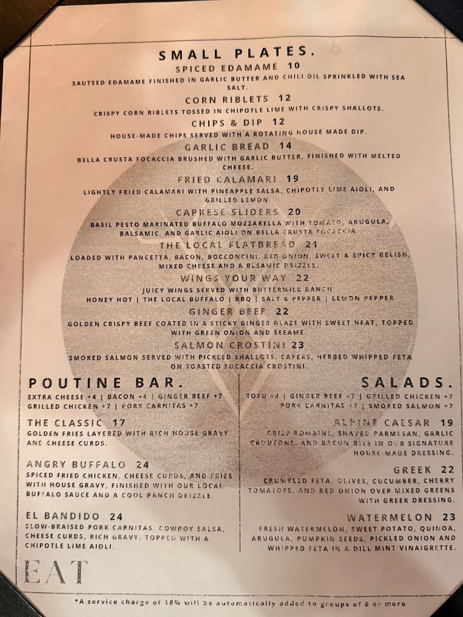 Menu, The Local - Eatery & Bar