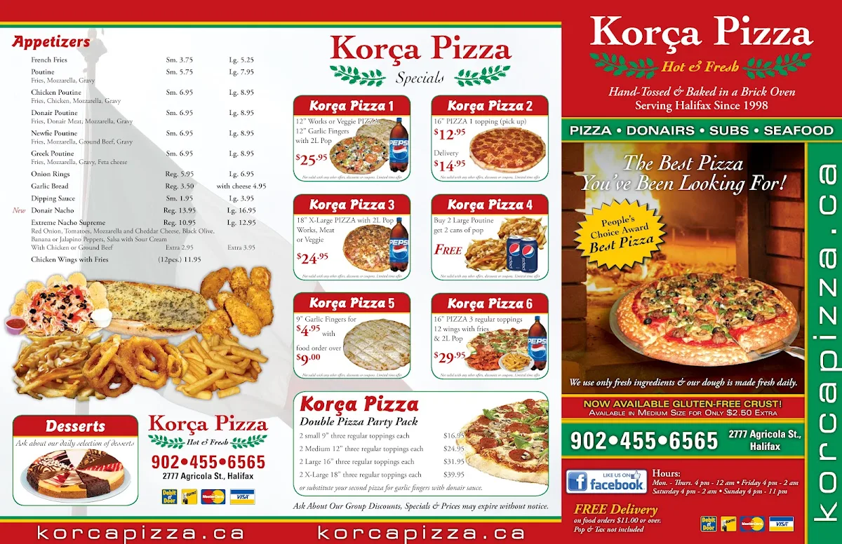 Menu, Korca Pizza
