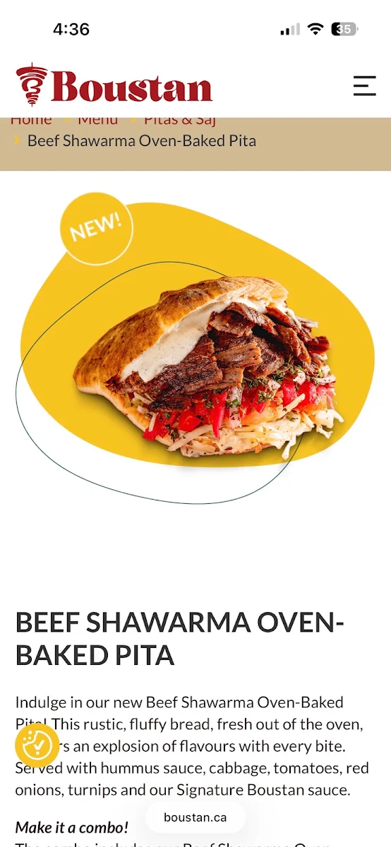 Menu, Restaurant Boustan