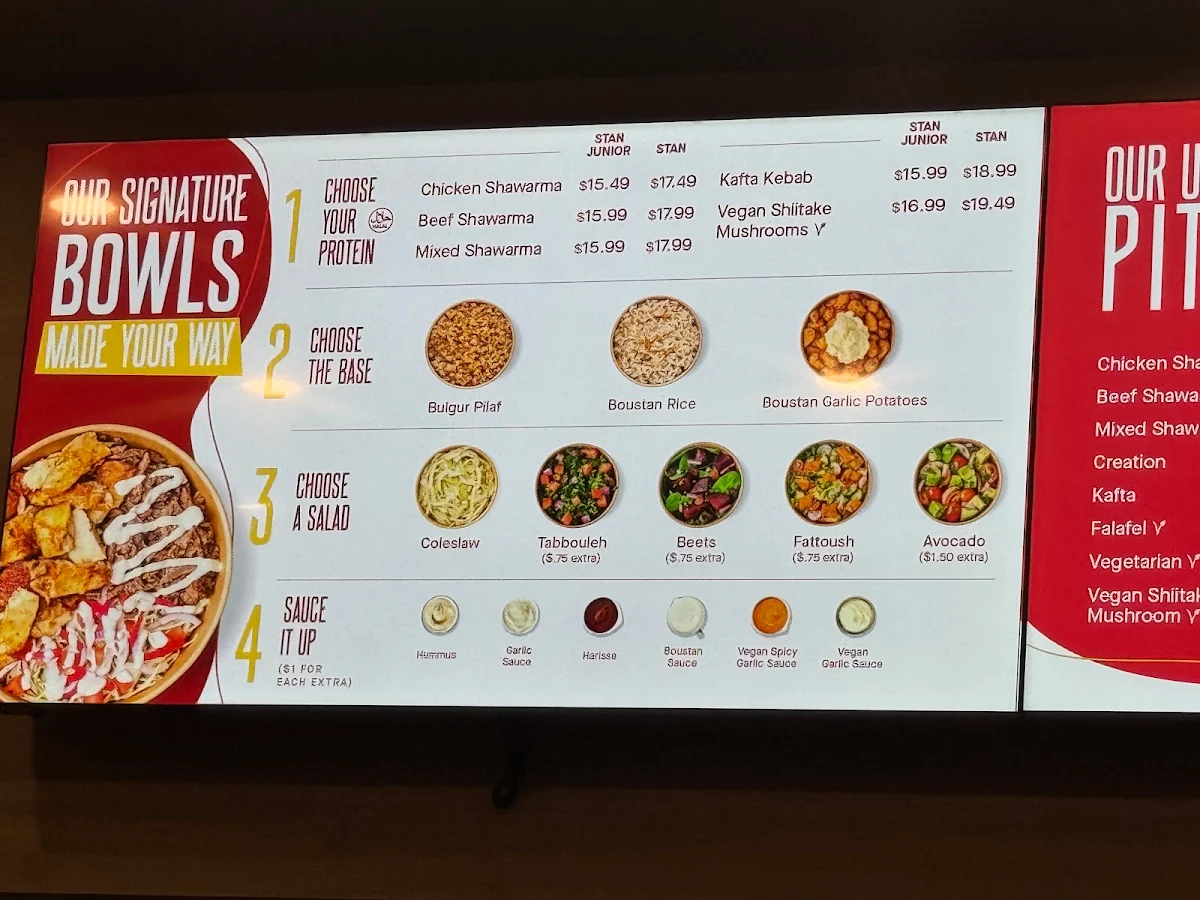 Menu, Restaurant Boustan