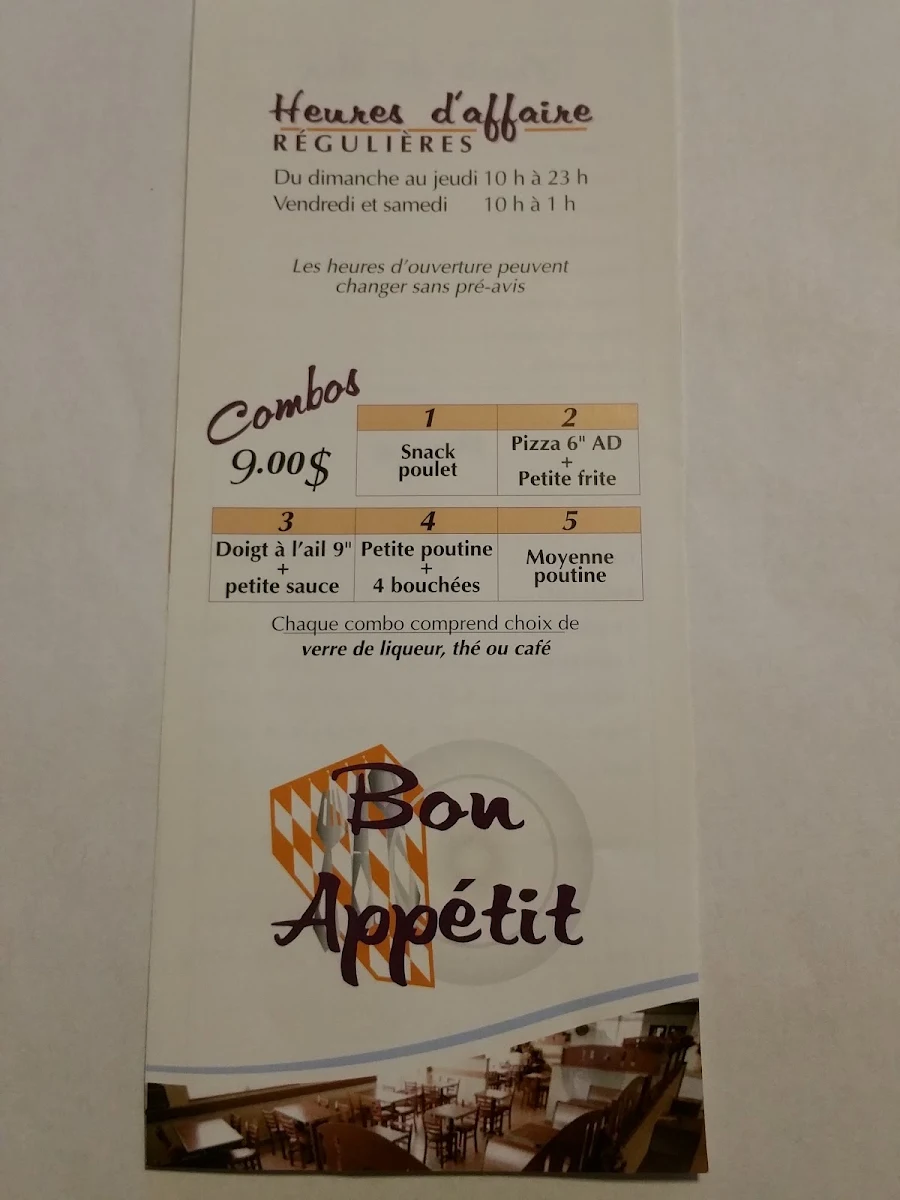 Menu, Au P'tit Mousse