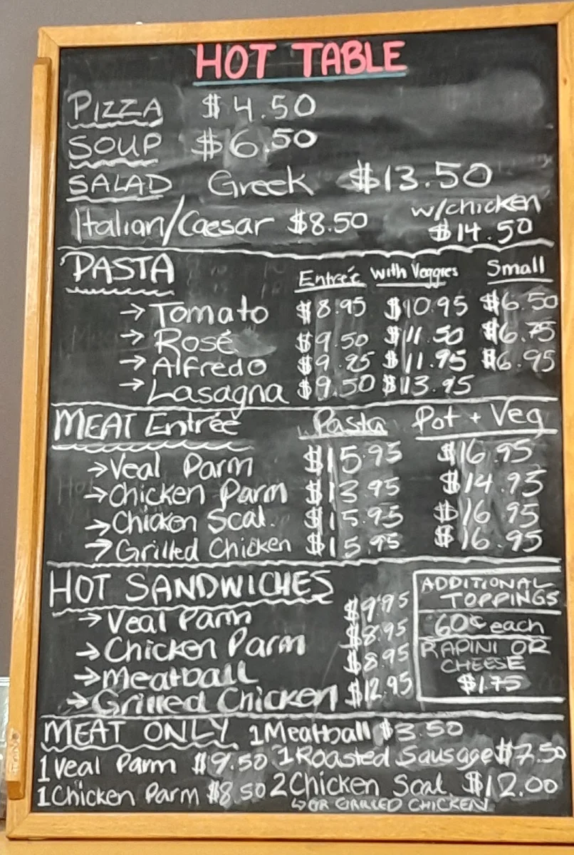 Menu, Molinaro's Catering