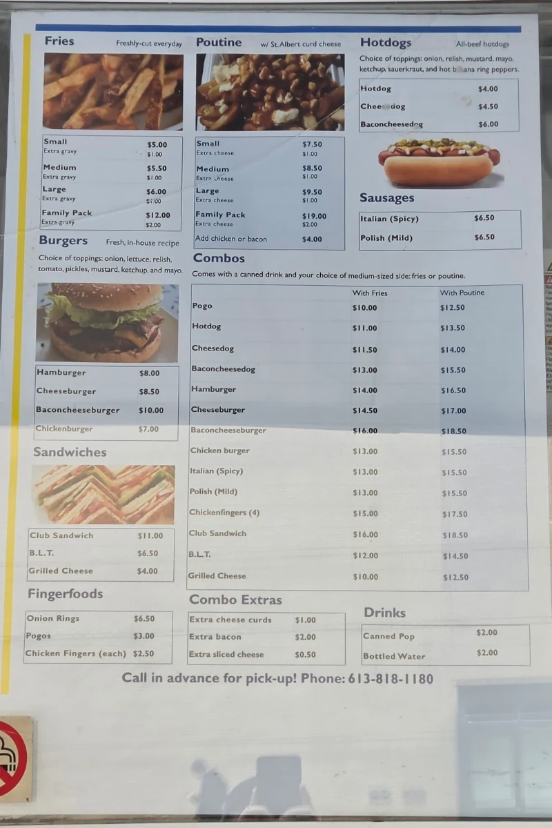 Menu, Jack’s Chip Truck