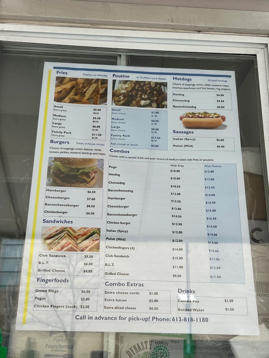Menu, Jack’s Chip Truck