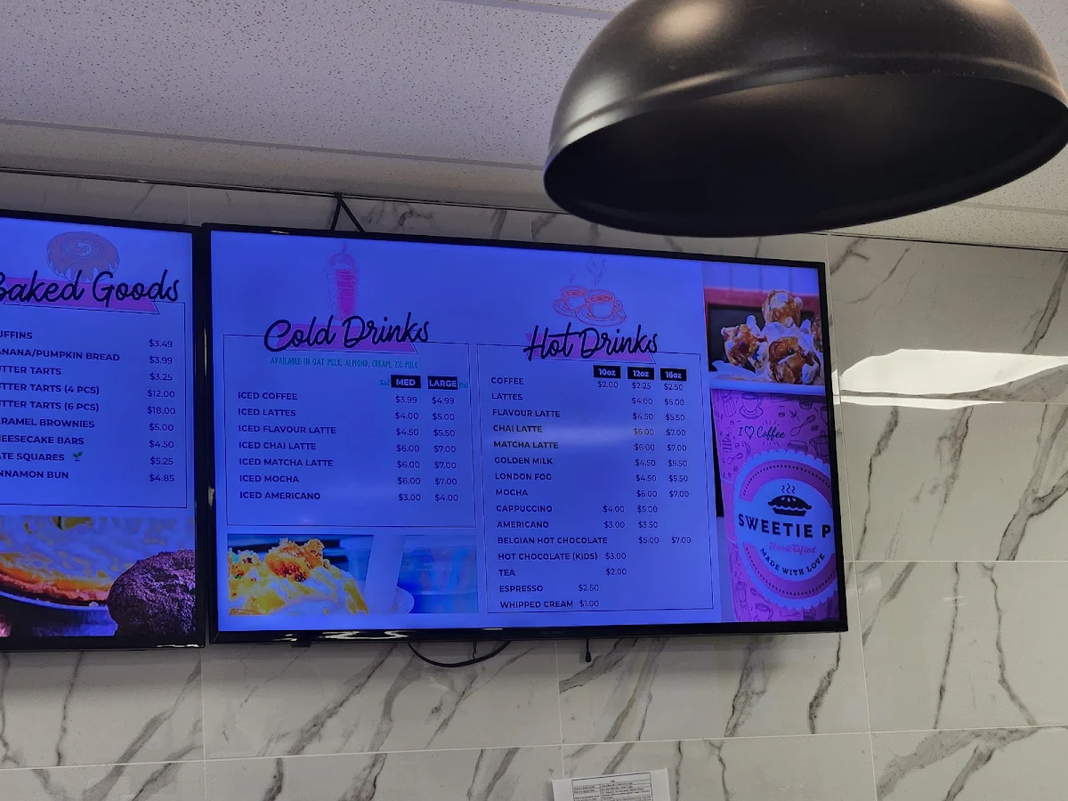 Menu, Sweetie Pie (Unionville)