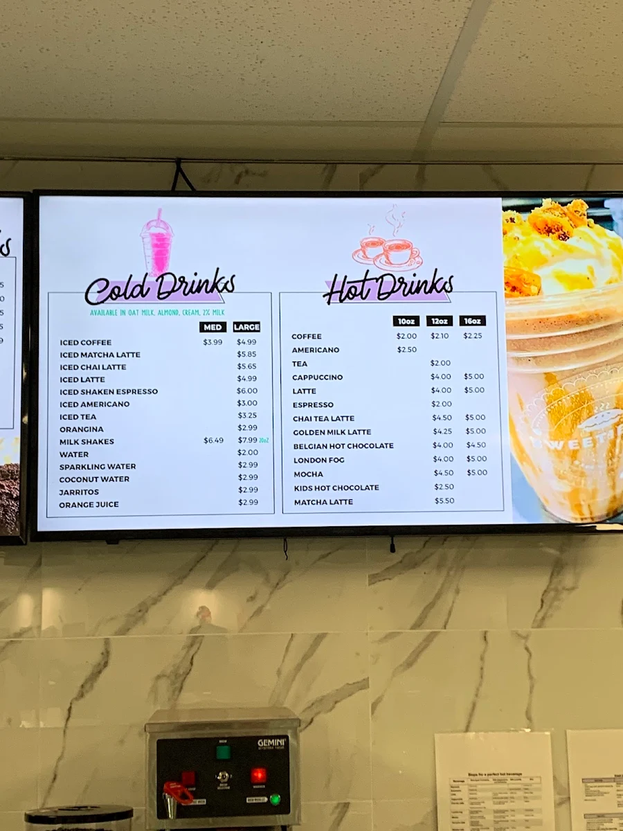 Menu, Sweetie Pie (Unionville)