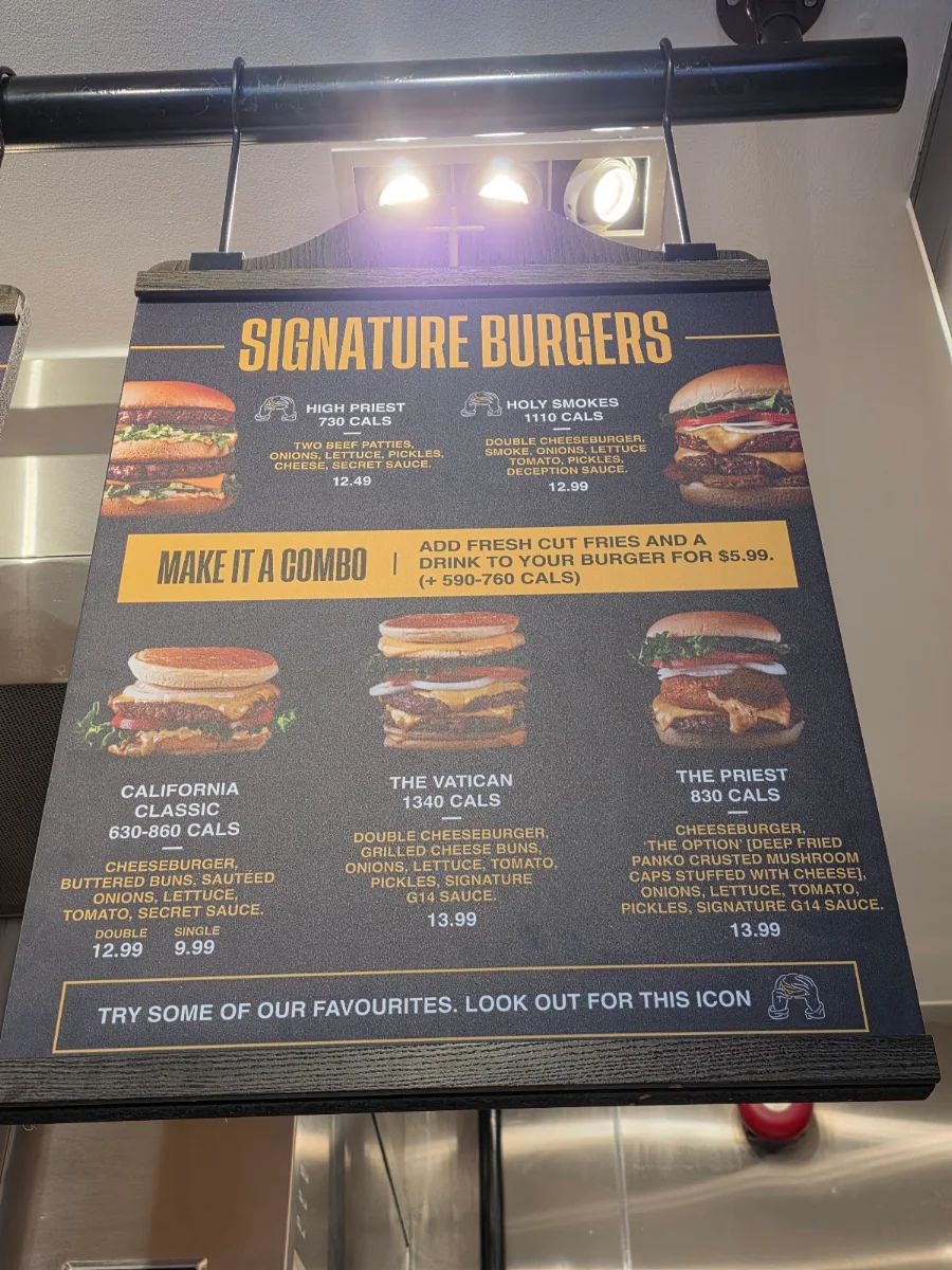Menu, The Burger's Priest