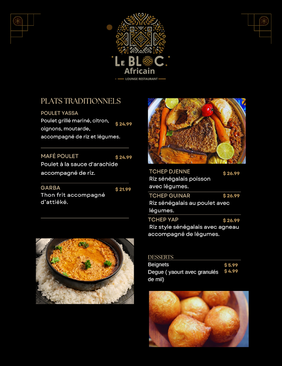 Menu, Le bloc Africain
