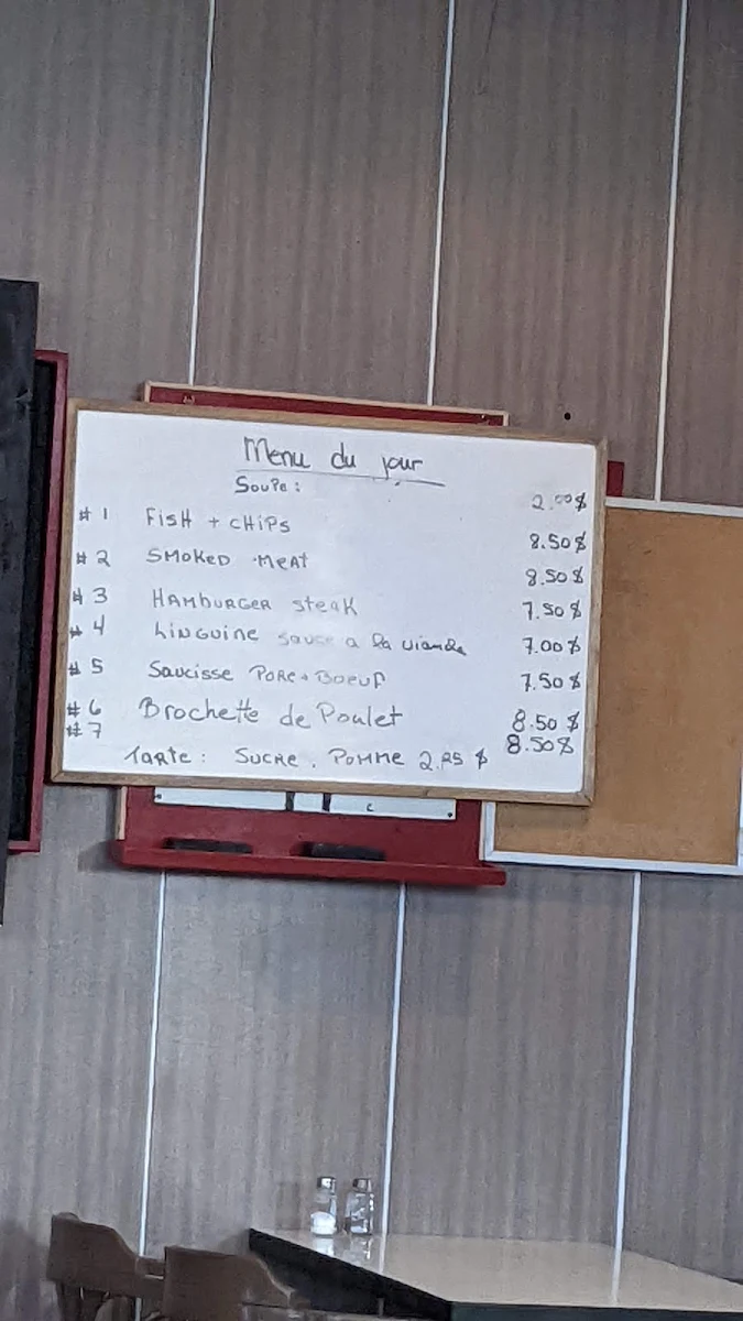 Menu, Brasserie Beauharnois