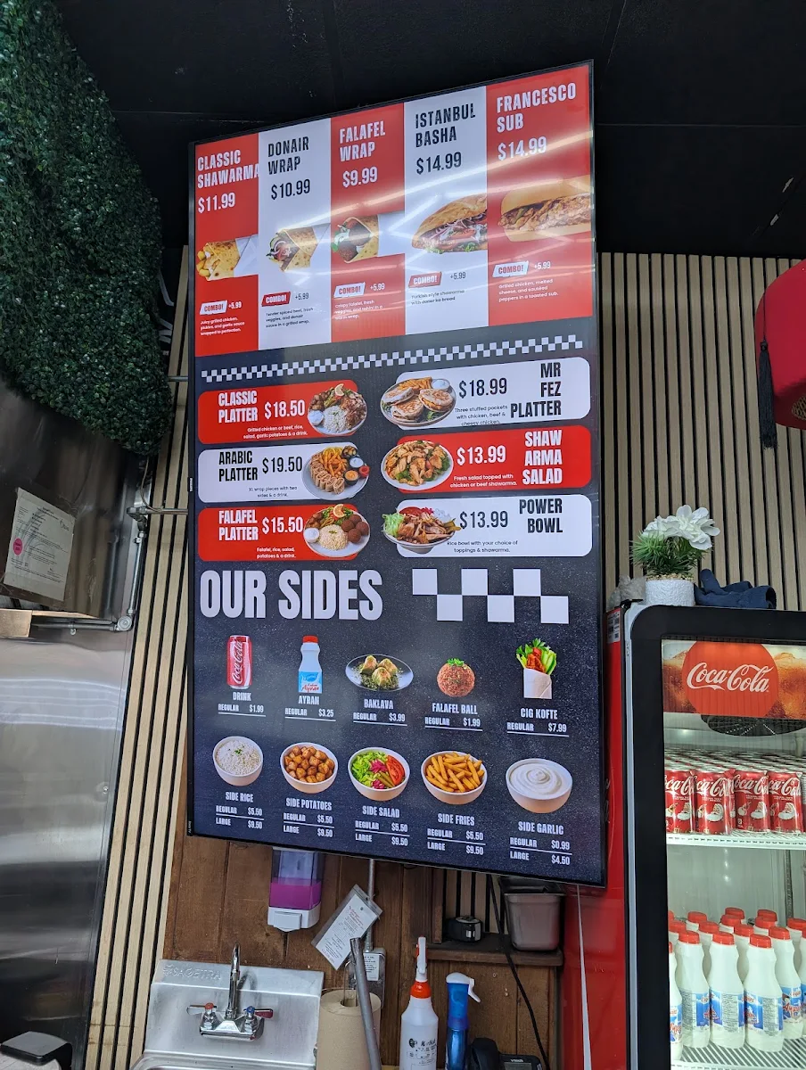Menu, Mr. Fez Shawarma (Byward)