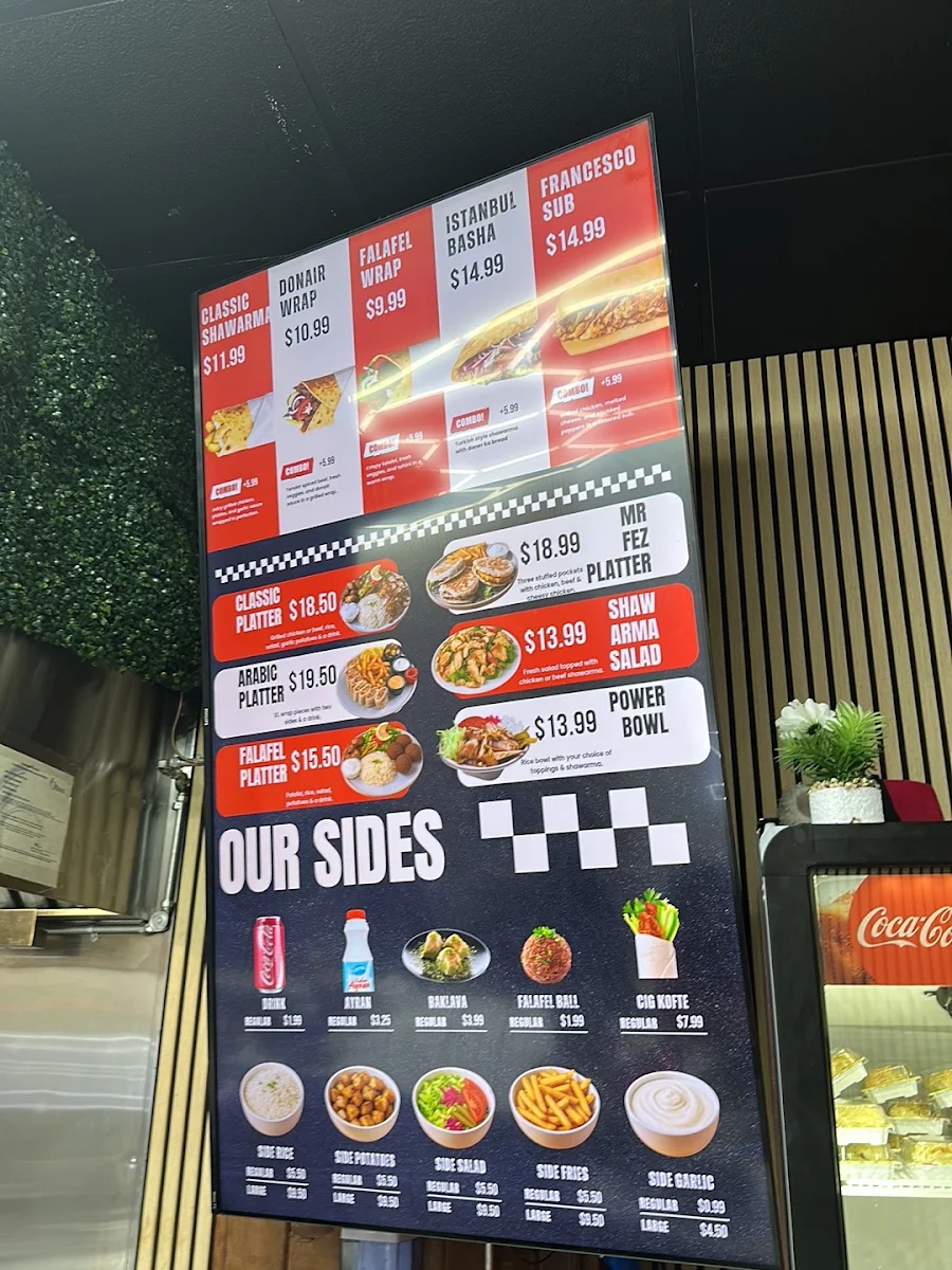 Menu, Mr. Fez Shawarma (Byward)