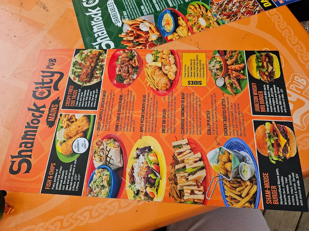Menu, Shamrock City Pub