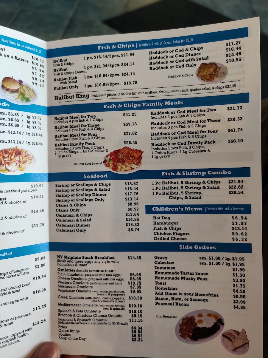 Menu, Halibut King Fish&Chips