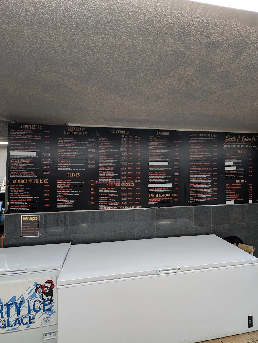 Menu, Sizzle & Spice - Truro Heights