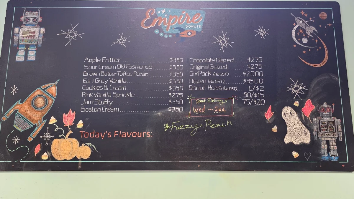 Menu, EmpireDoughnuts