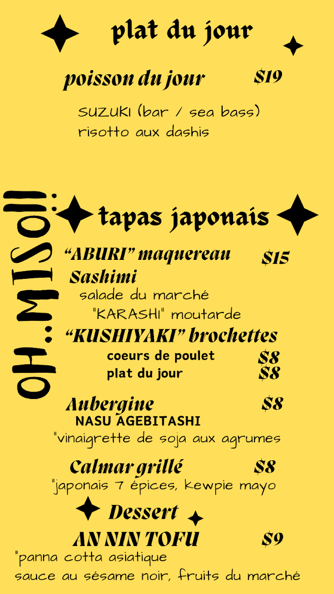 Menu, Oh..MISO!!