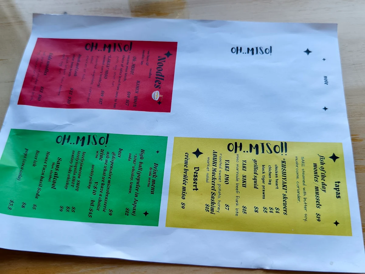 Menu, Oh..MISO!!