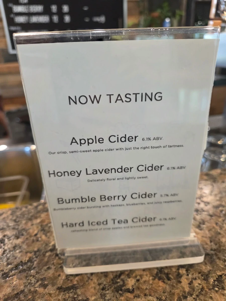 Menu, Soma Craft Cidery