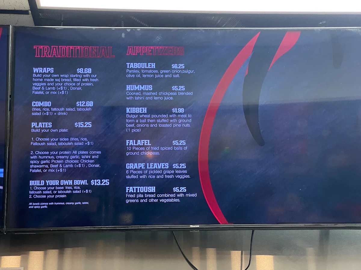 Menu, Tuque Shawarma