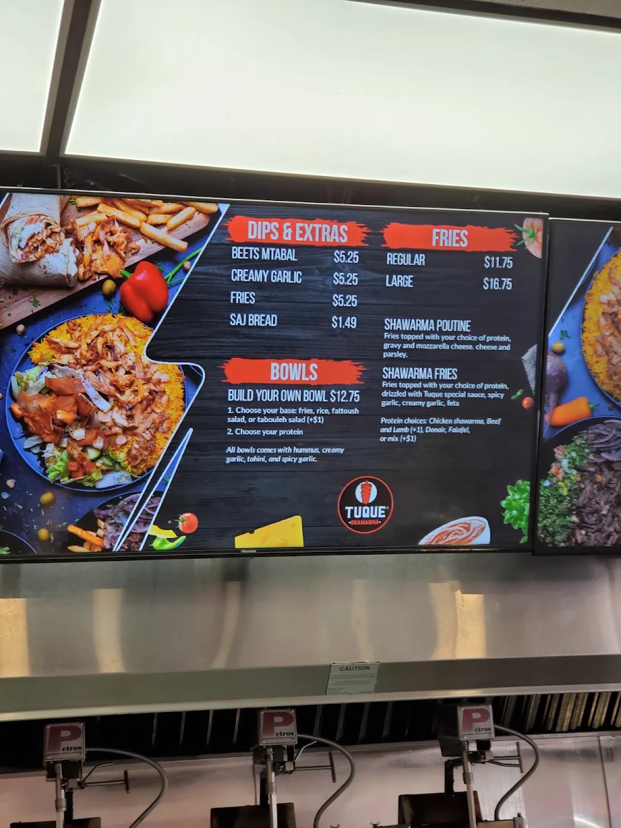 Menu, Tuque Shawarma