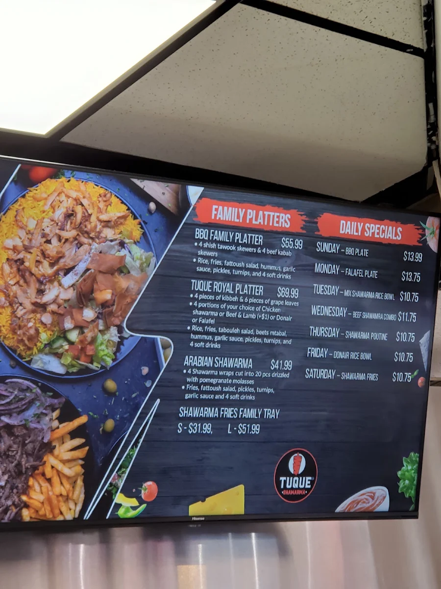Menu, Tuque Shawarma