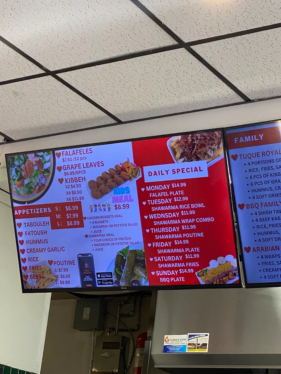 Menu, Tuque Shawarma