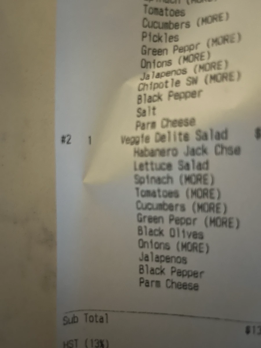 Menu, Subway