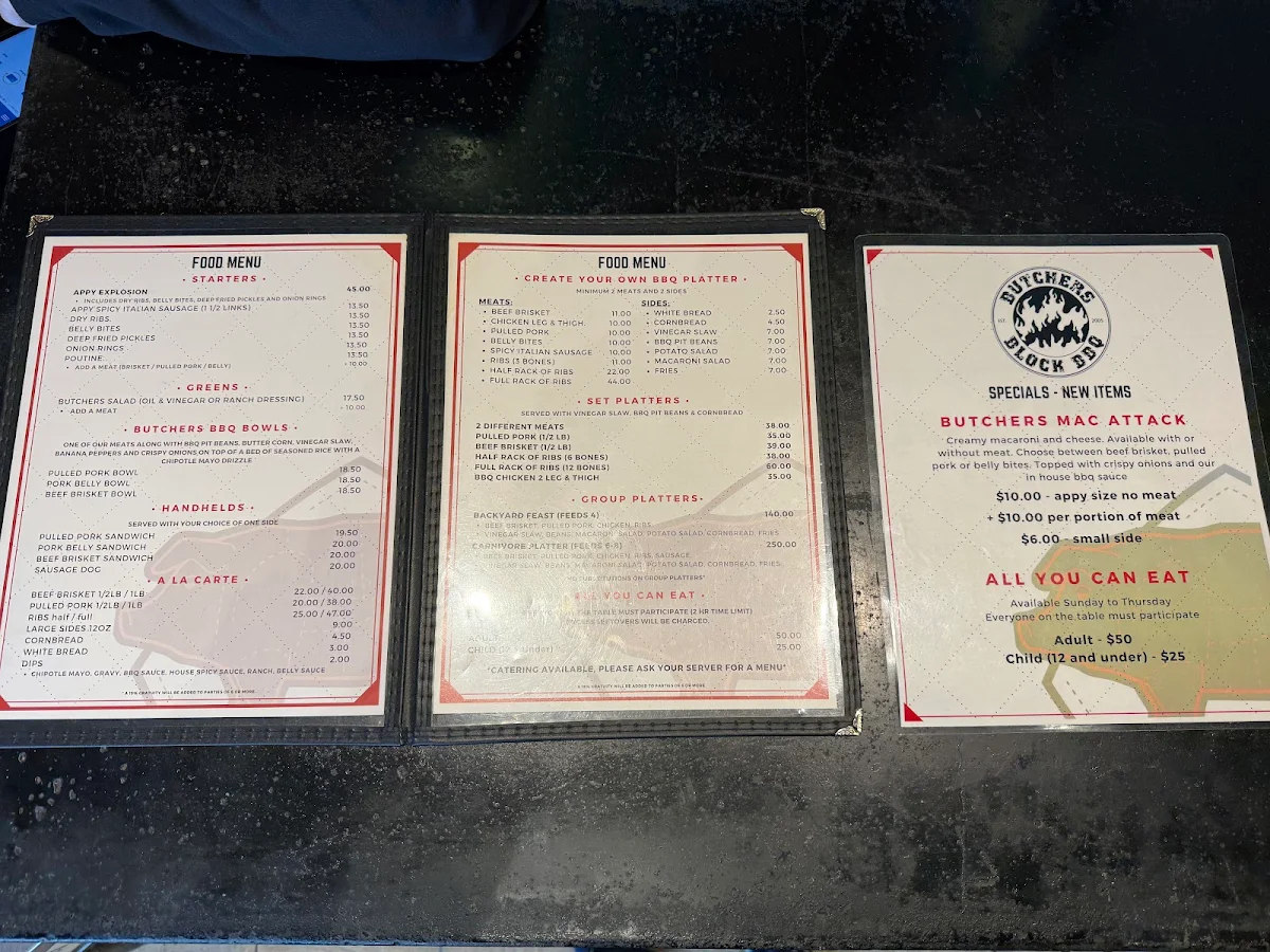 Menu, Butchers Block BBQ