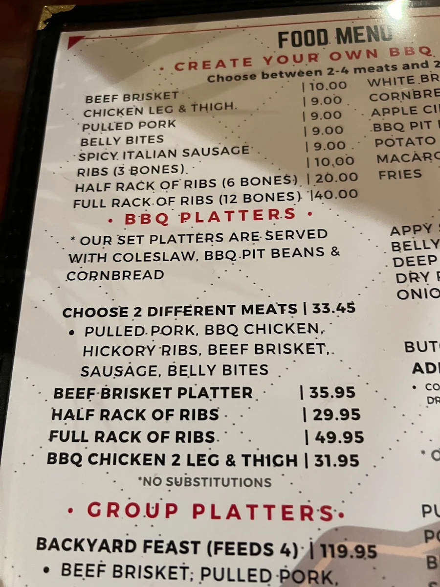 Menu, Butchers Block BBQ