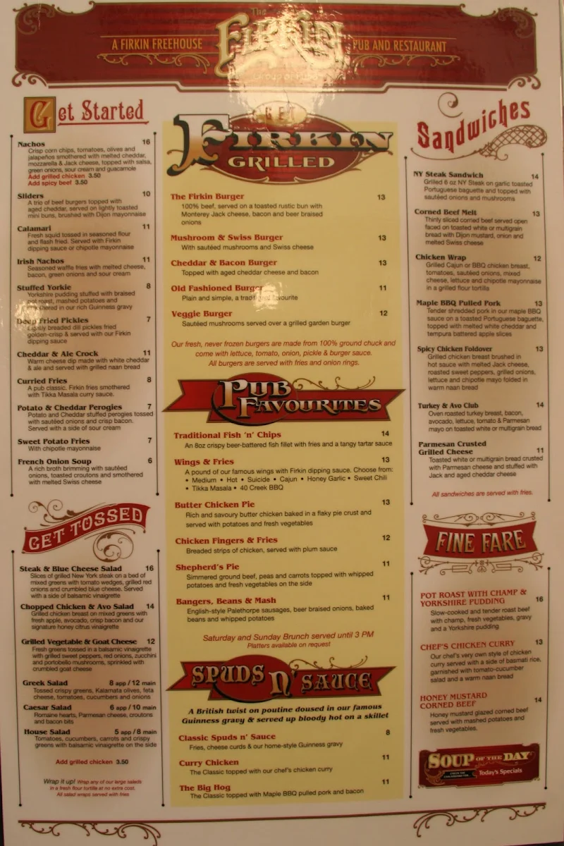 Menu, Fiddle And Firkin