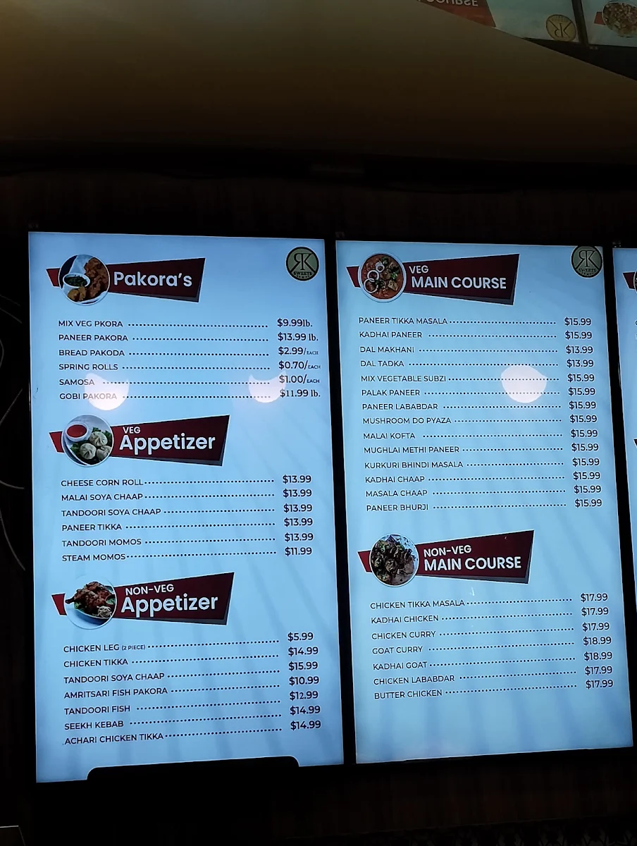Menu, RK sweets