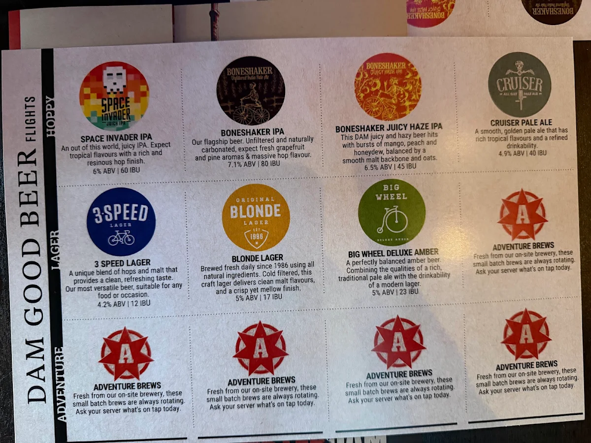 Menu, Amsterdam Brewhouse