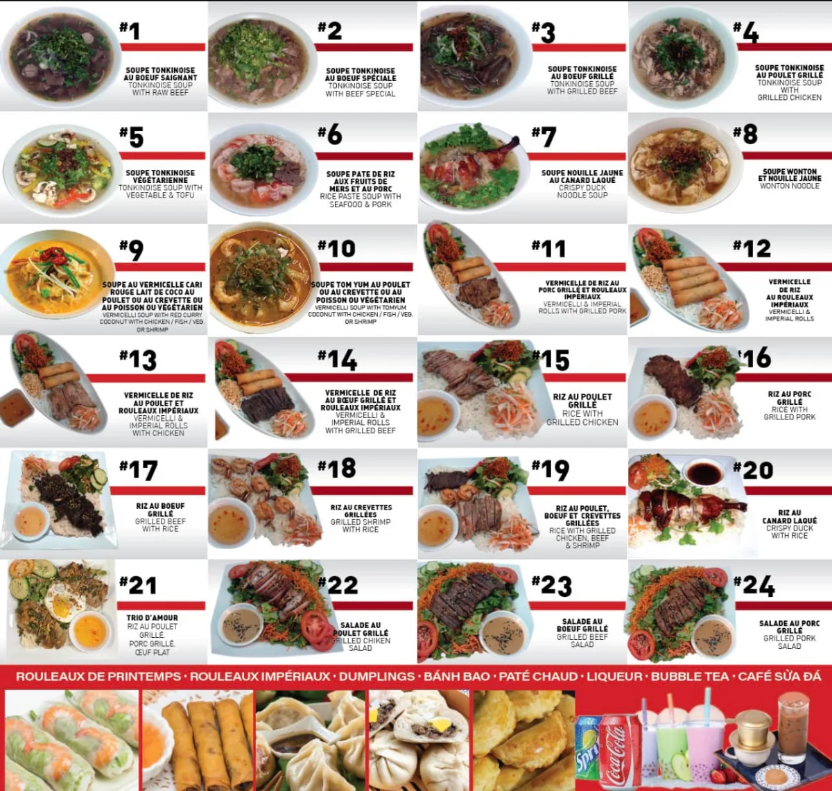 Menu, Soleil du Vietnam