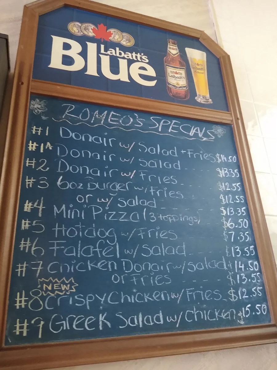Menu, Romeo's Donair & Pizza