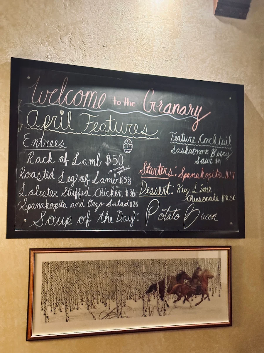 Menu, The Granary