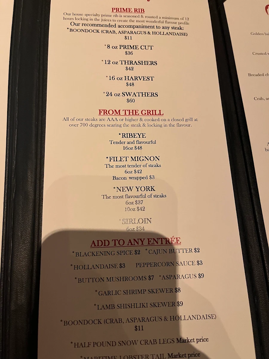 Menu, The Granary