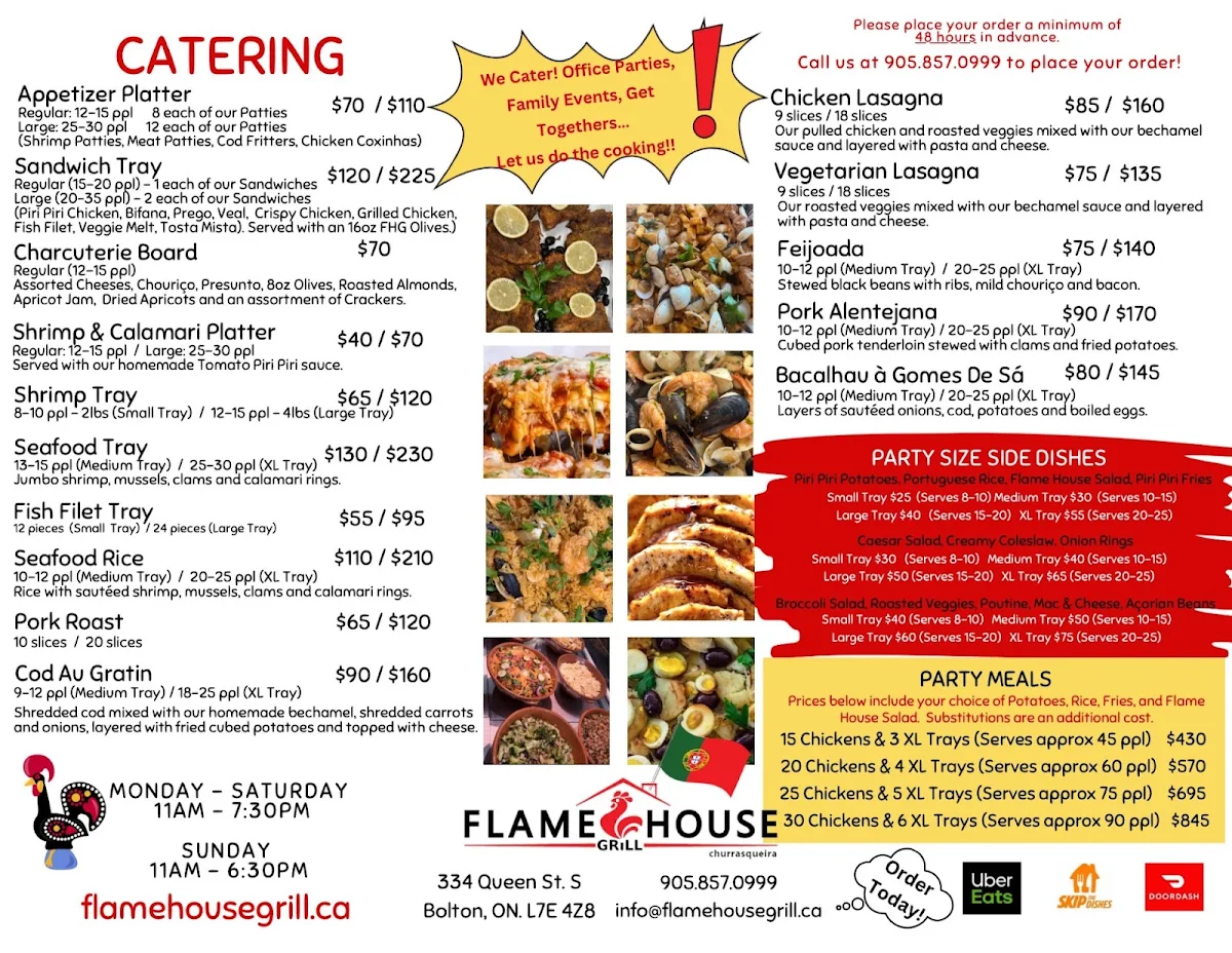 Menu, Flame House Grill
