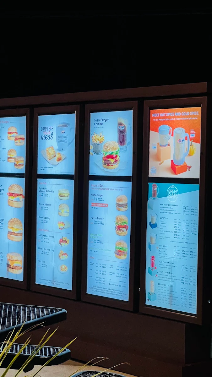 Menu, A&W Canada