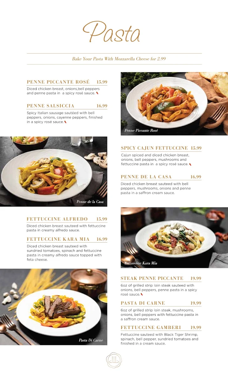 Menu, Kara Mia Restaurant - Italian Steakhouse