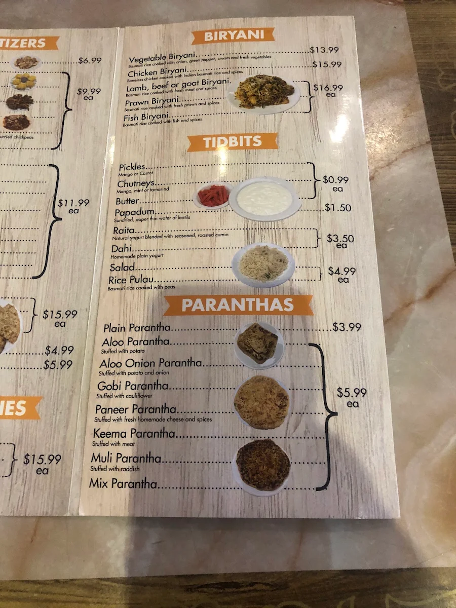 Menu, Himalaya Restaurant