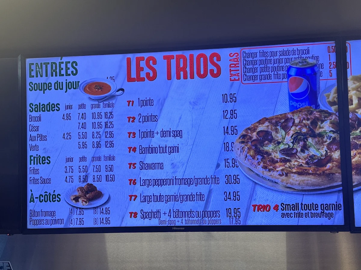 Menu, Pizzama Inc