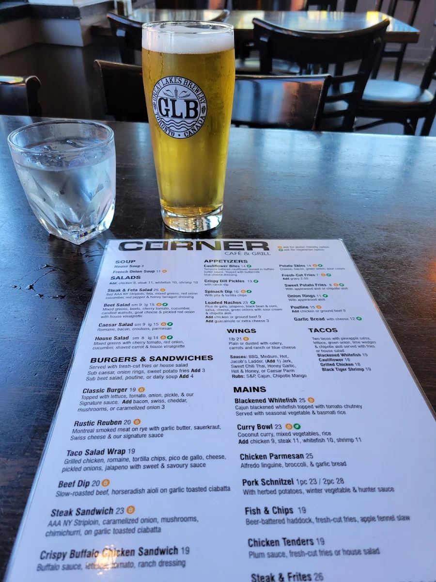 Menu, The Corner Cafe & Grill