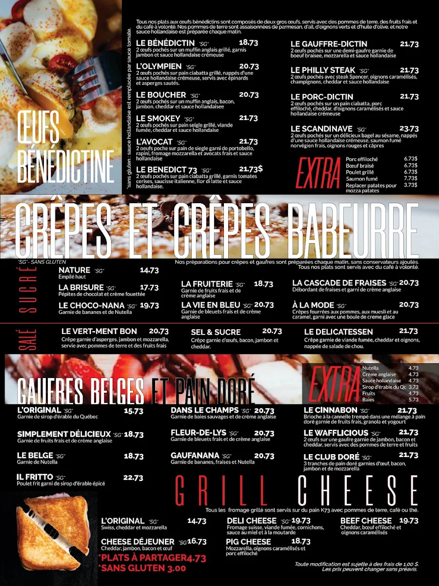 Menu, Kitchen 73 Laval