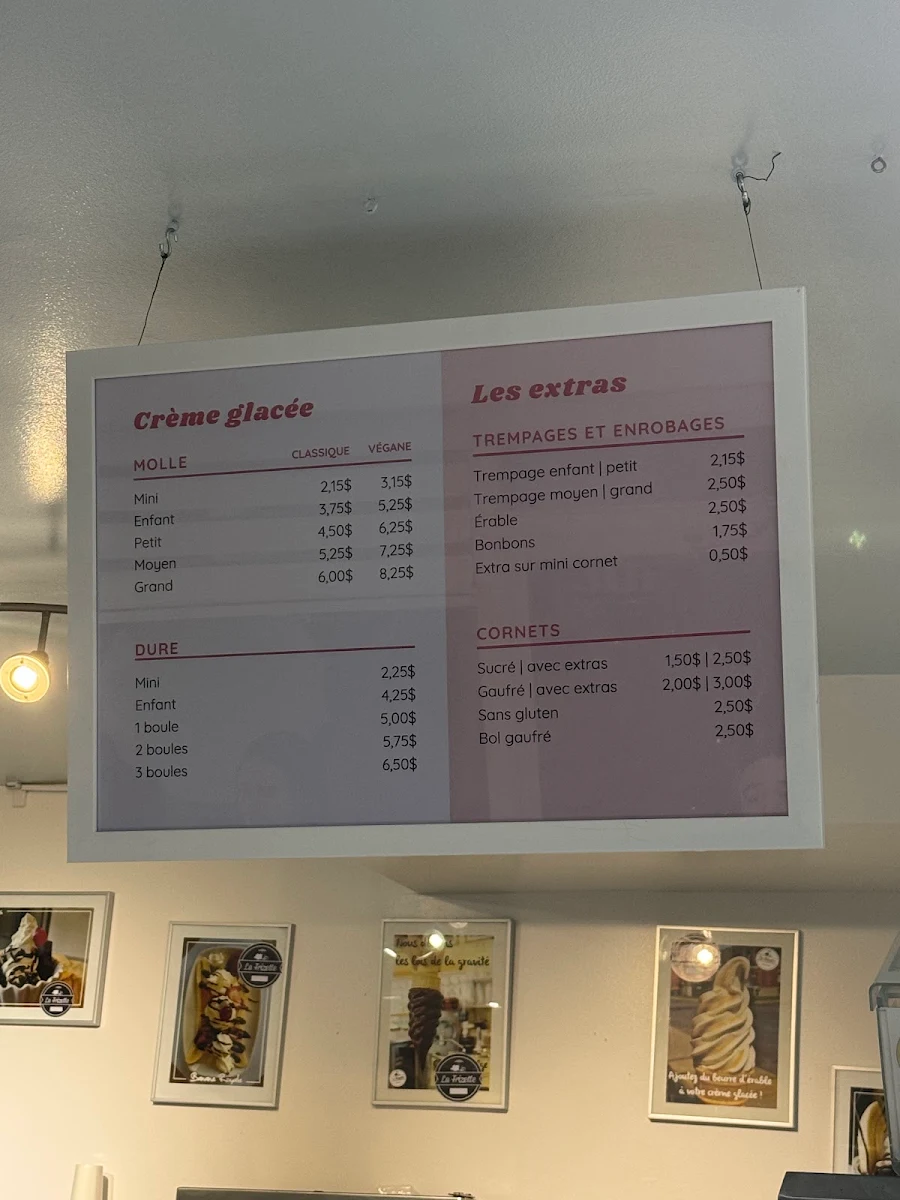 Menu, Bar laitier La Frizette