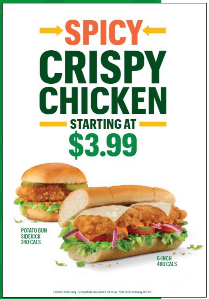 Menu, Subway