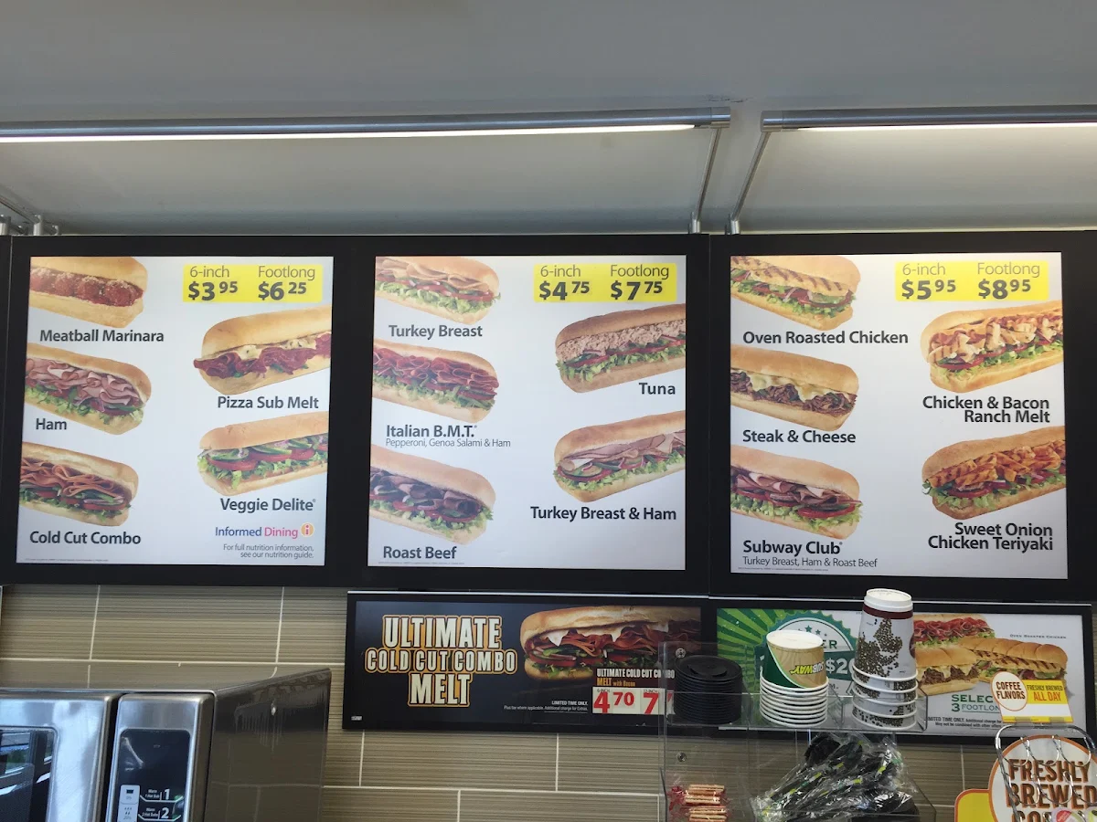 Menu, Subway