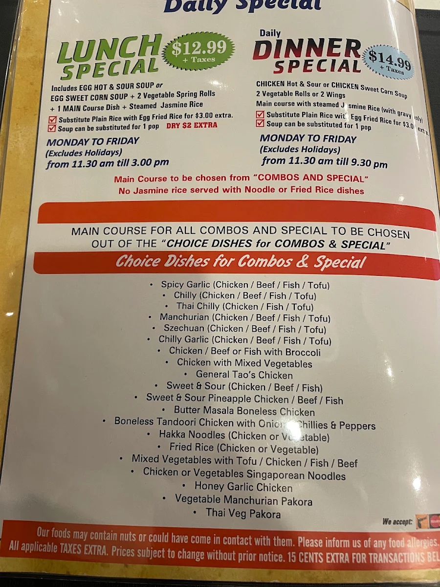 Menu, Hakka Guelph