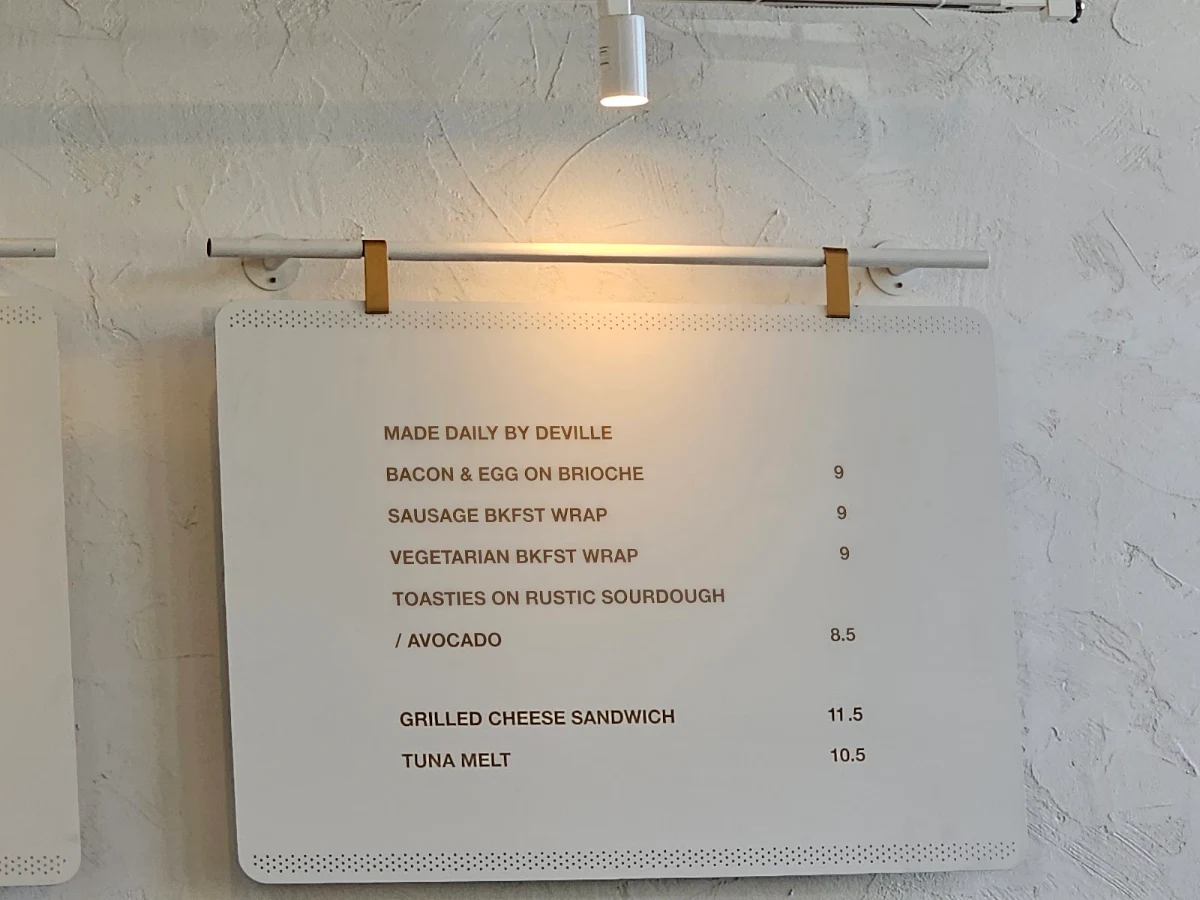 Menu, Deville Coffee